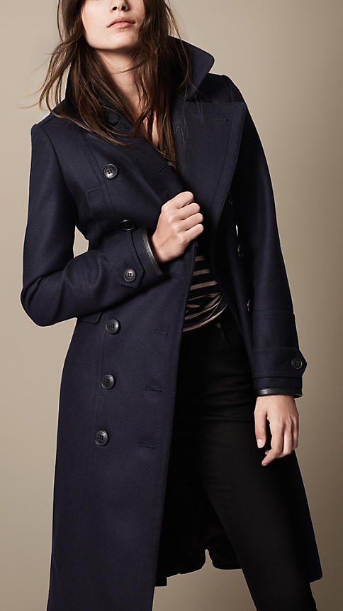 Burberry Blend Military Pea Coat with Warmer